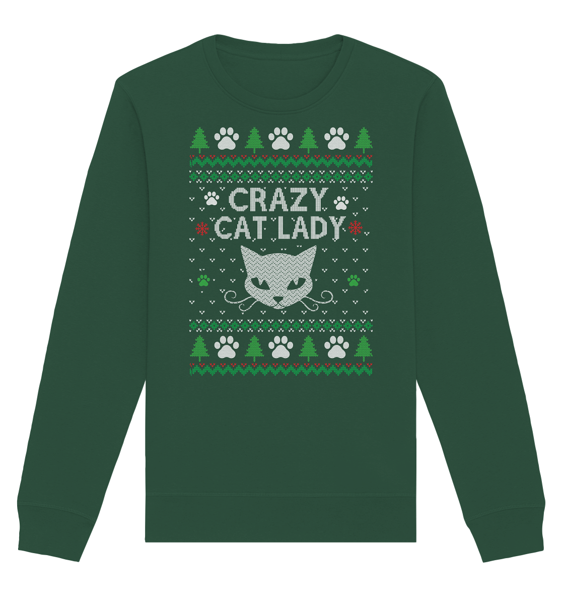 Ugly Christmas Weihnachten Crazy Cat Lady - Organic Basic Unisex Sweatshirt