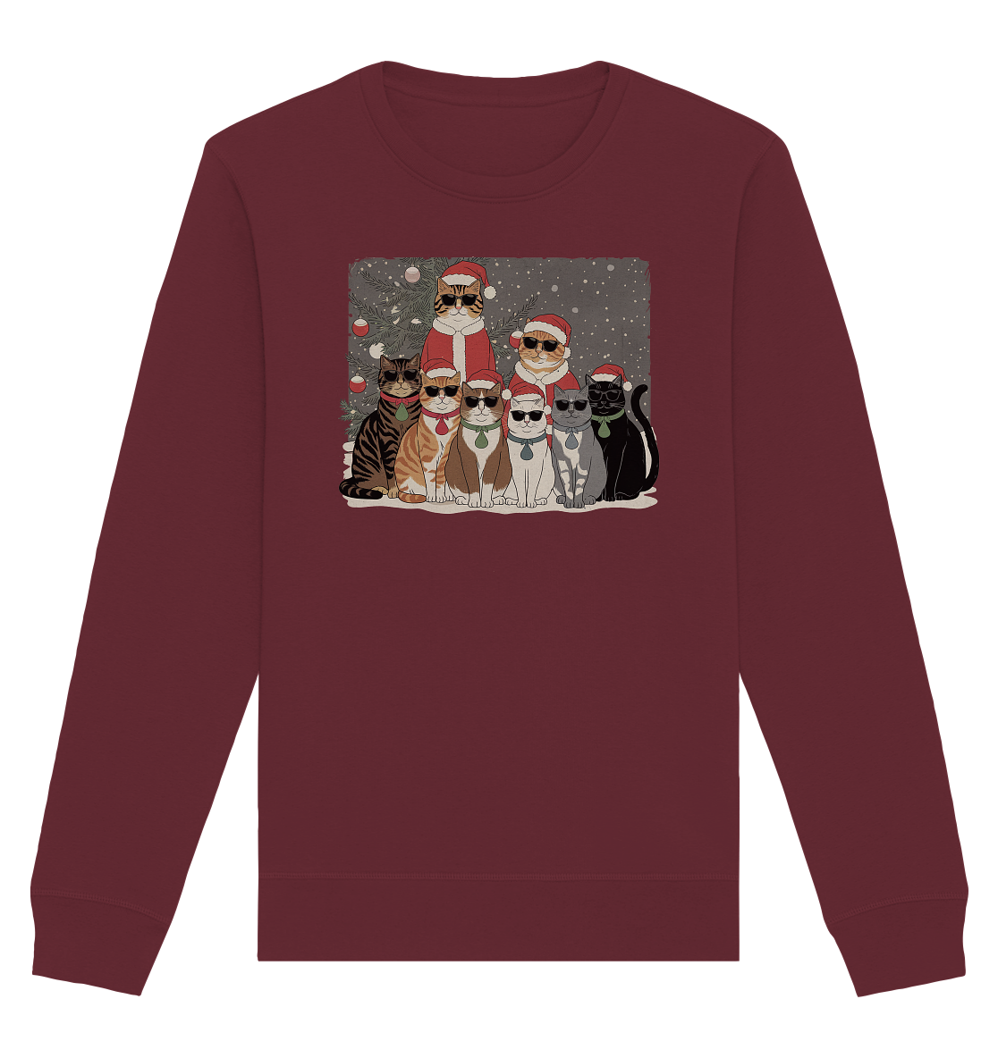 Ugly Christmas Weihnachten Coole Katzen - Organic Basic Unisex Sweatshirt
