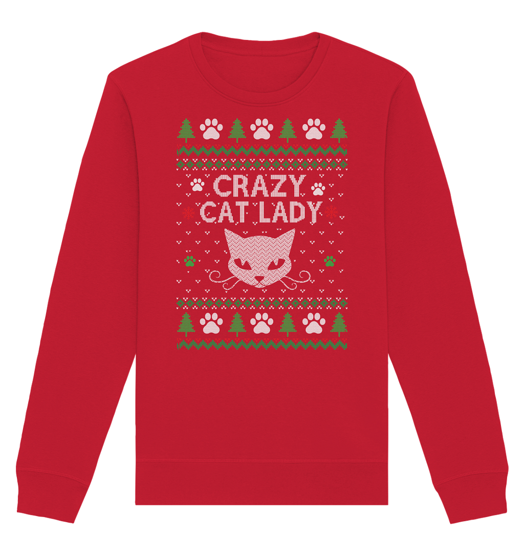 Ugly Christmas Weihnachten Crazy Cat Lady - Organic Basic Unisex Sweatshirt