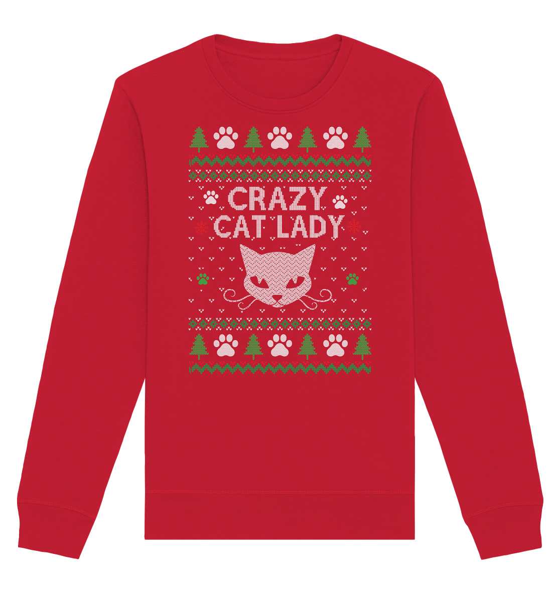 Ugly Christmas Weihnachten Crazy Cat Lady - Organic Basic Unisex Sweatshirt