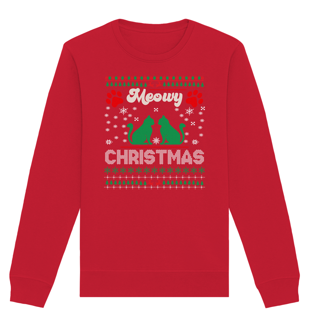 Ugly Christmas Weihnachten Katzen Meowy Christmas - Organic Basic Unisex Sweatshirt