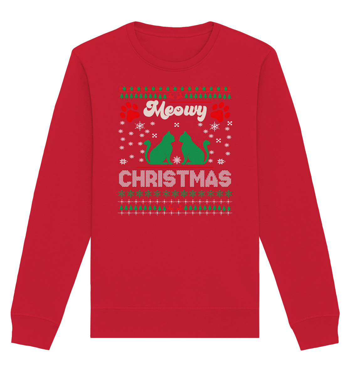 Ugly Christmas Weihnachten Katzen Meowy Christmas - Organic Basic Unisex Sweatshirt