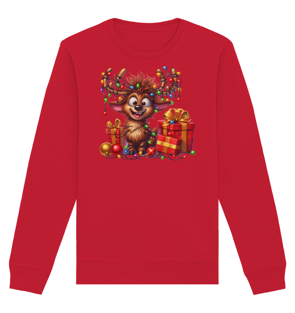 Ugly Christmas Weihnachten Crazy Rentier - Organic Basic Unisex Sweatshirt