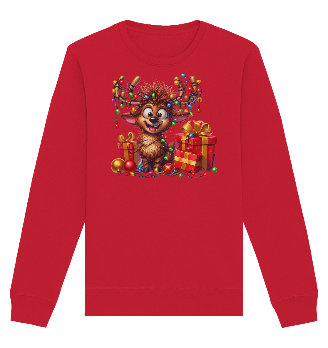 Ugly Christmas Weihnachten Crazy Rentier - Organic Basic Unisex Sweatshirt