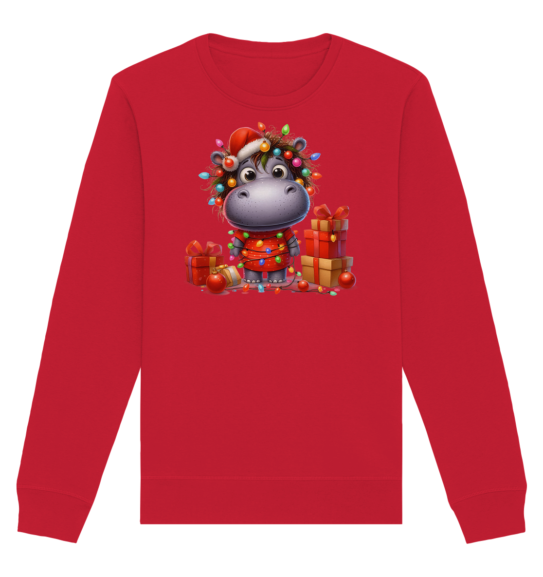 Ugly Christmas Weihnachten Crazy Hippo - Organic Basic Unisex Sweatshirt
