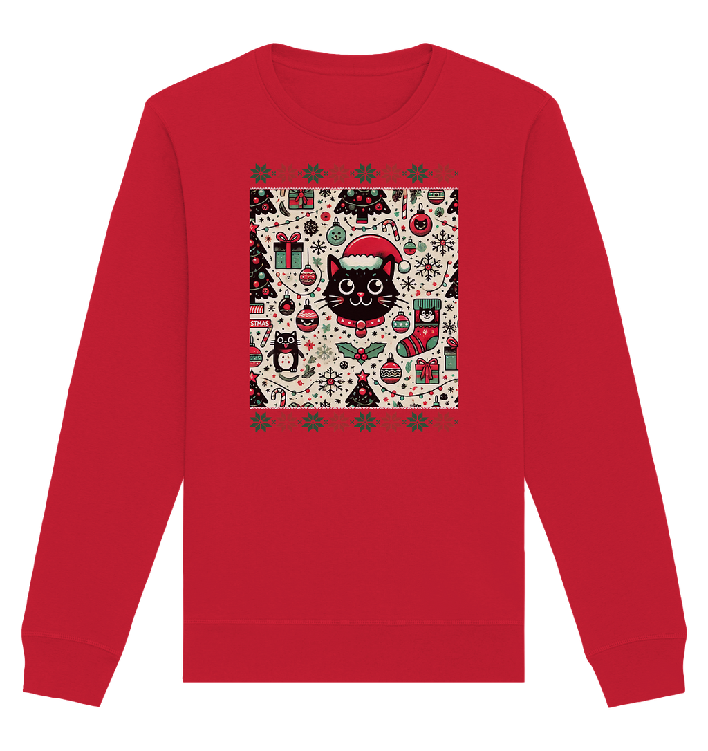 Ugly Christmas Weihnachten Katze - Organic Basic Unisex Sweatshirt