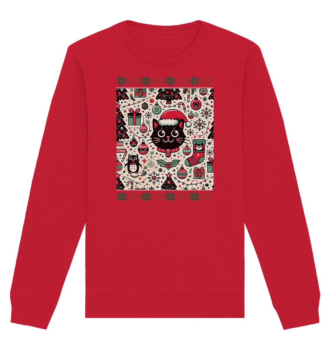 Ugly Christmas Weihnachten Katze - Organic Basic Unisex Sweatshirt