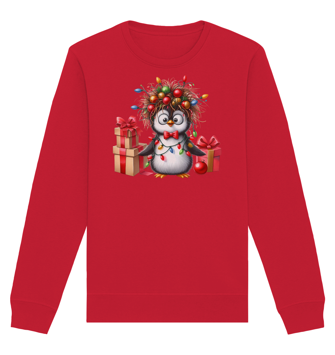 Ugly Christmas Weihnachten Crazy Pinguin - Organic Basic Unisex Sweatshirt