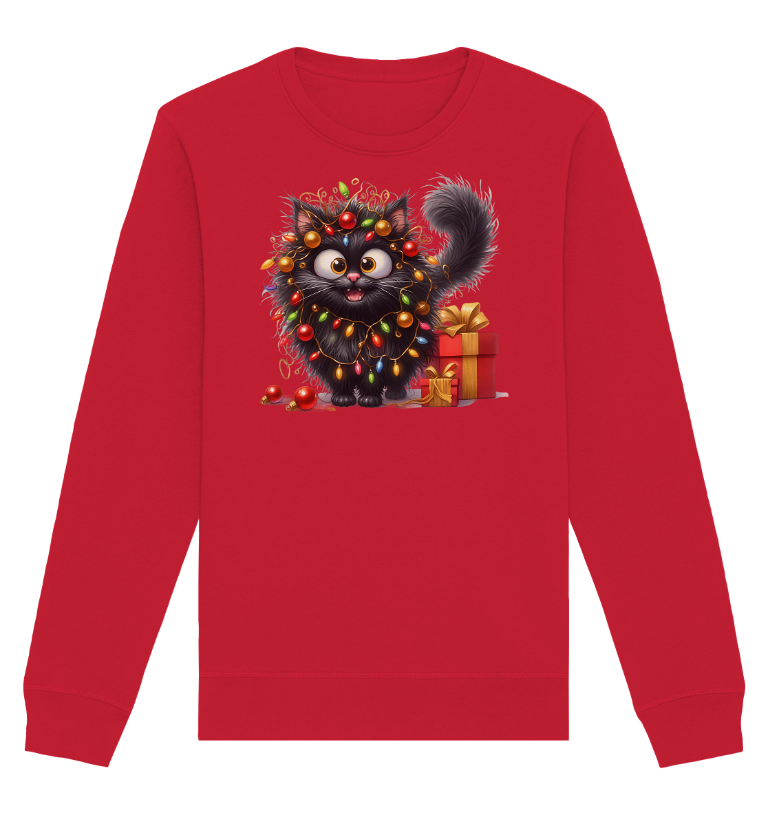 Ugly Christmas Weihnachten Crazy Katze - Organic Basic Unisex Sweatshirt