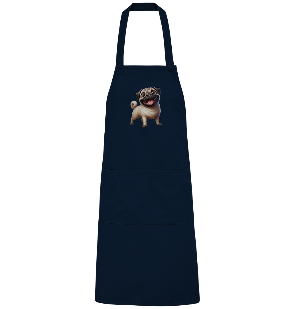 Mops Cartoon - personalisierbar - Organic Grillschürze