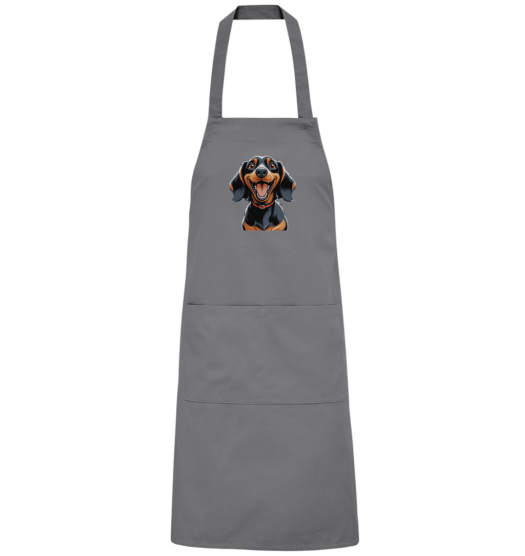 Happy Dackel Cartoon - Organic Grillschürze