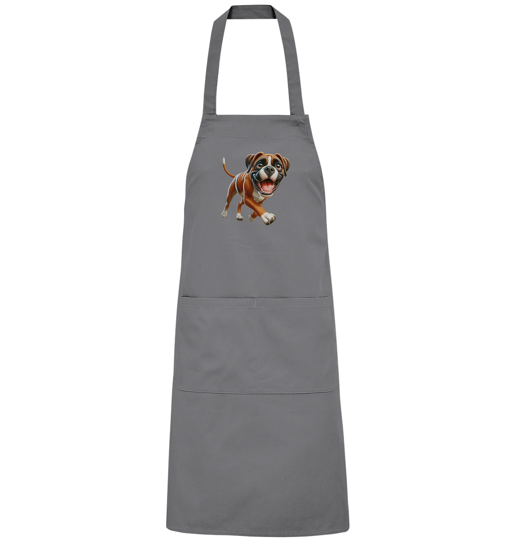 Boxer Cartoon Hund personalisierbar - Organic Grillschürze