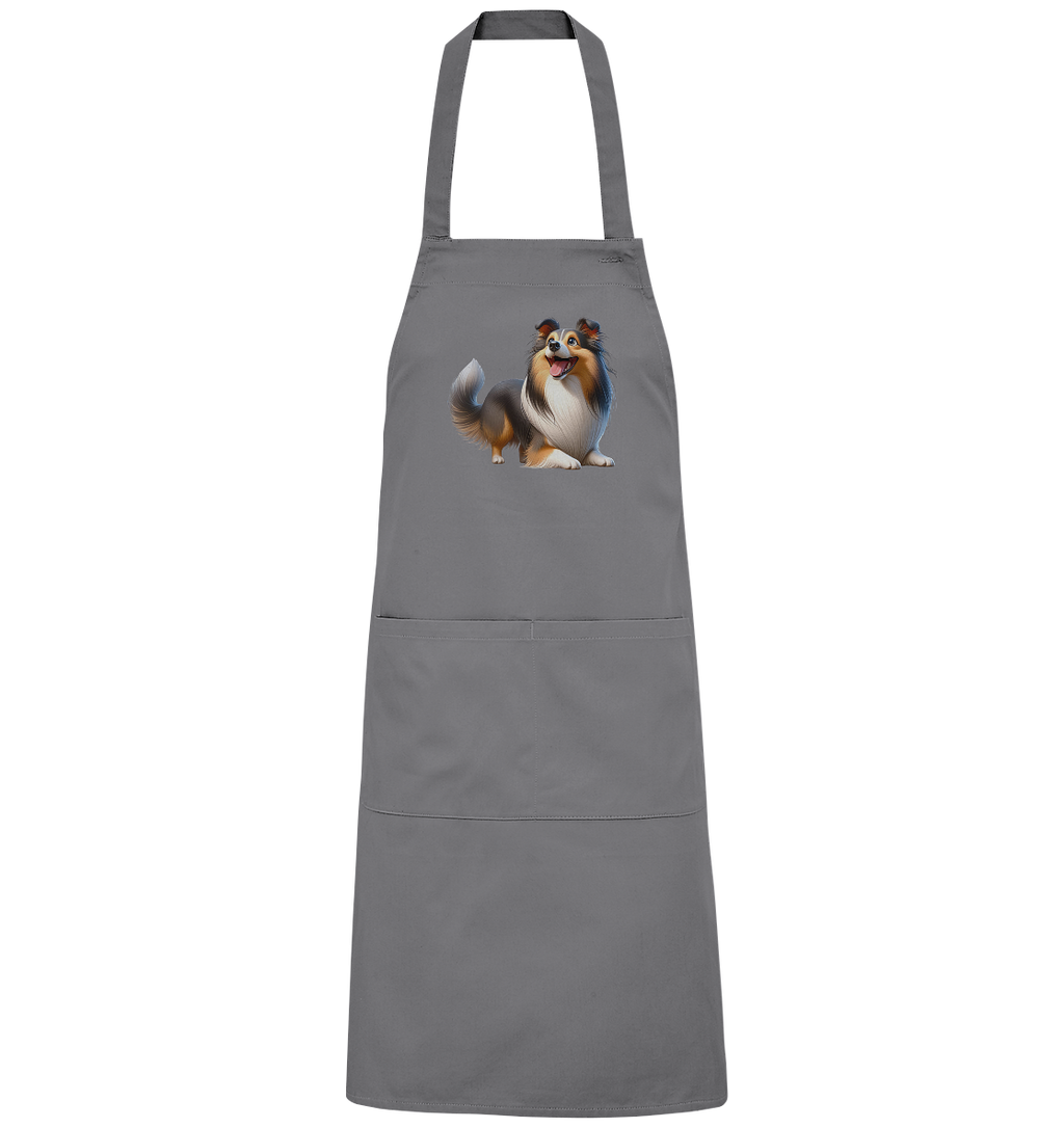 Shetland Sheepdog cartoon personalisierbar - Organic Grillschürze