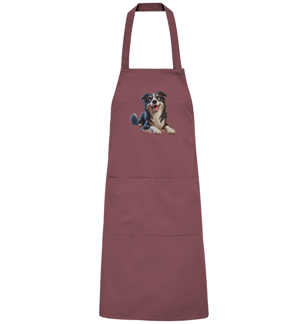 Border Collie Cartoon - personalisierbar - Organic Grillschürze