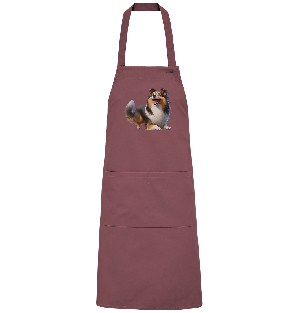 Shetland Sheepdog cartoon personalisierbar - Organic Grillschürze