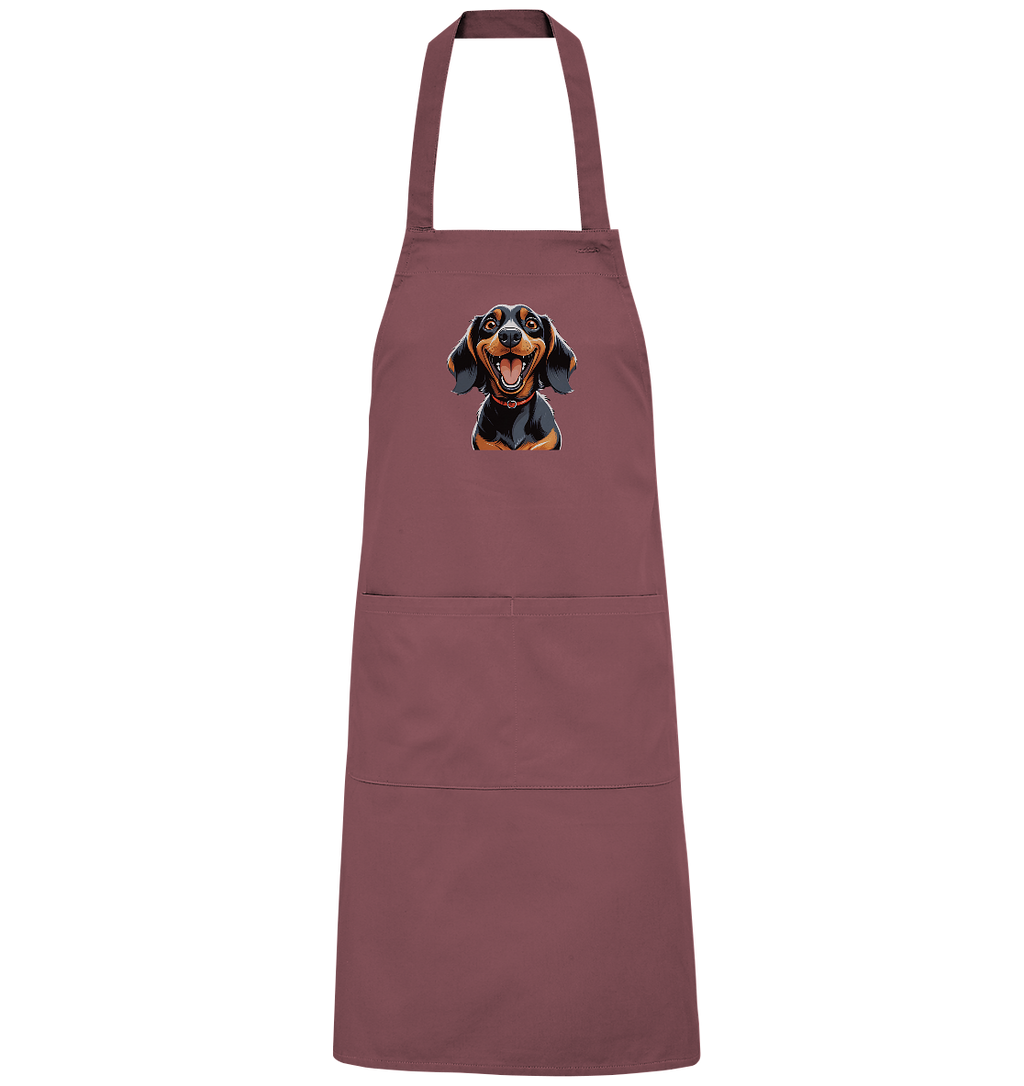 Happy Dackel Cartoon - Organic Grillschürze