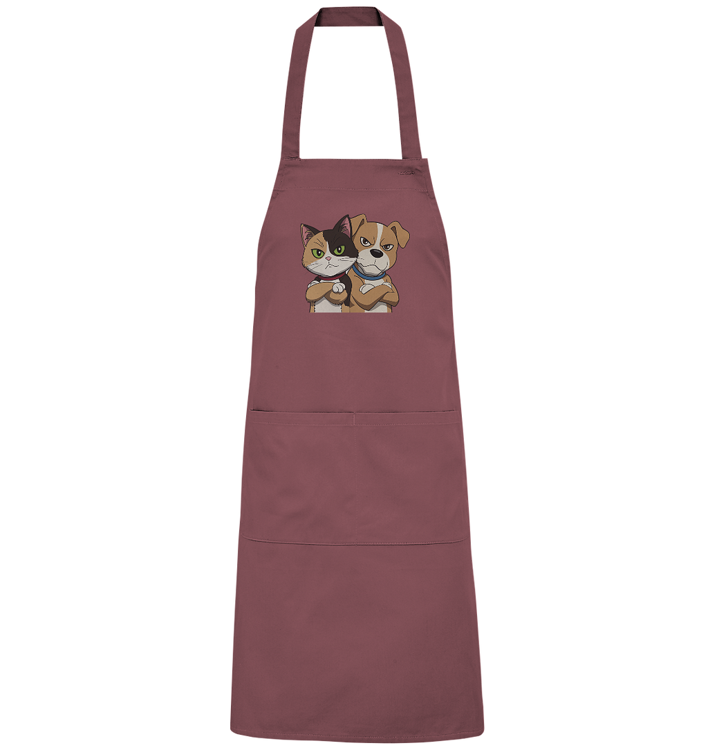 Hund und Katze grumpy - personalisierbar - Organic Grillschürze
