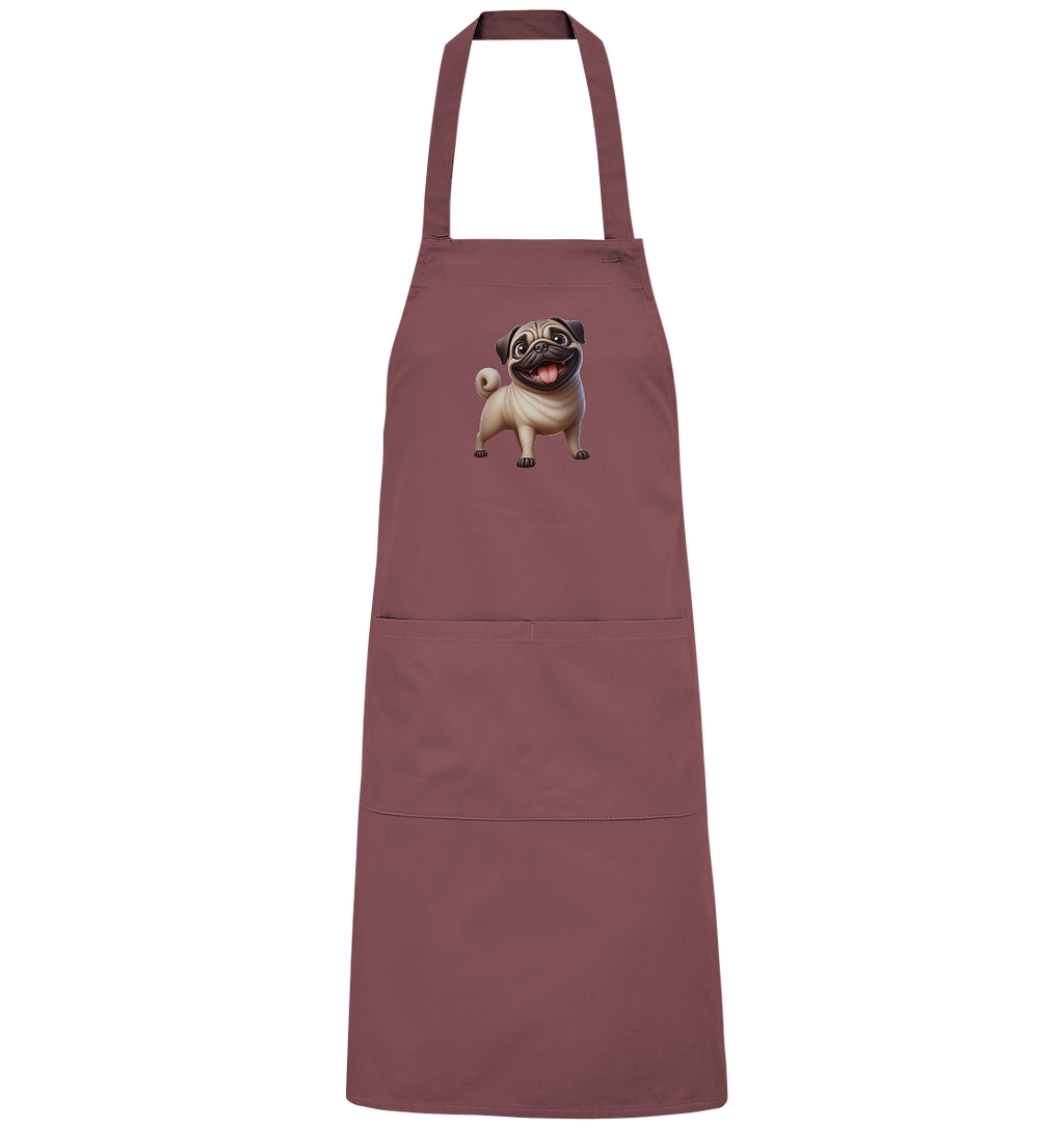 Mops Cartoon - personalisierbar - Organic Grillschürze