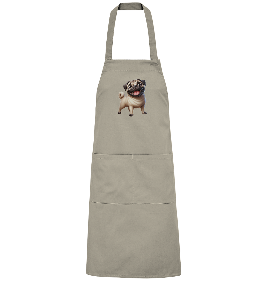 Mops Cartoon - personalisierbar - Organic Grillschürze
