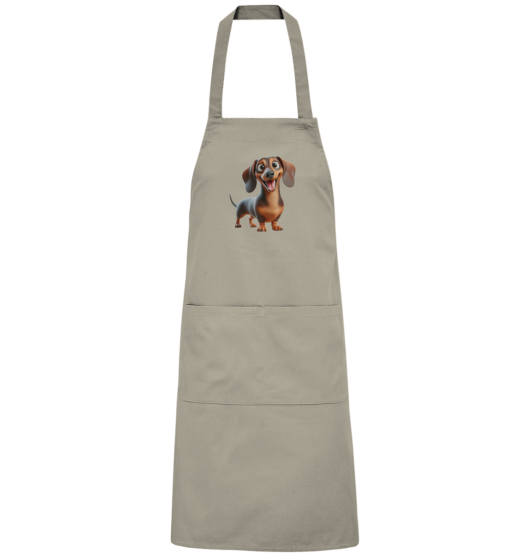 Happy Dackel Cartoon - personalisierbar - Organic Grillschürze