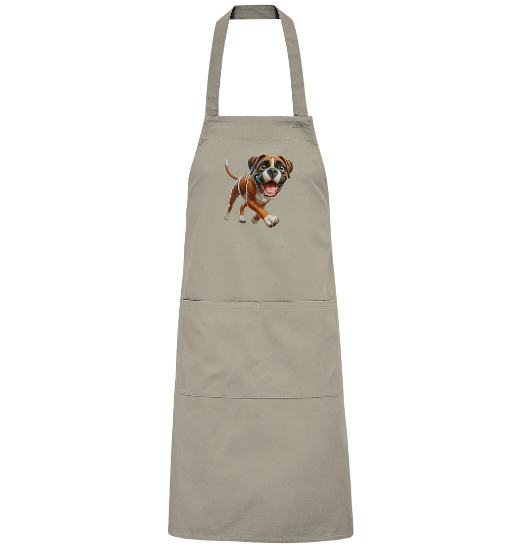 Boxer Cartoon Hund personalisierbar - Organic Grillschürze