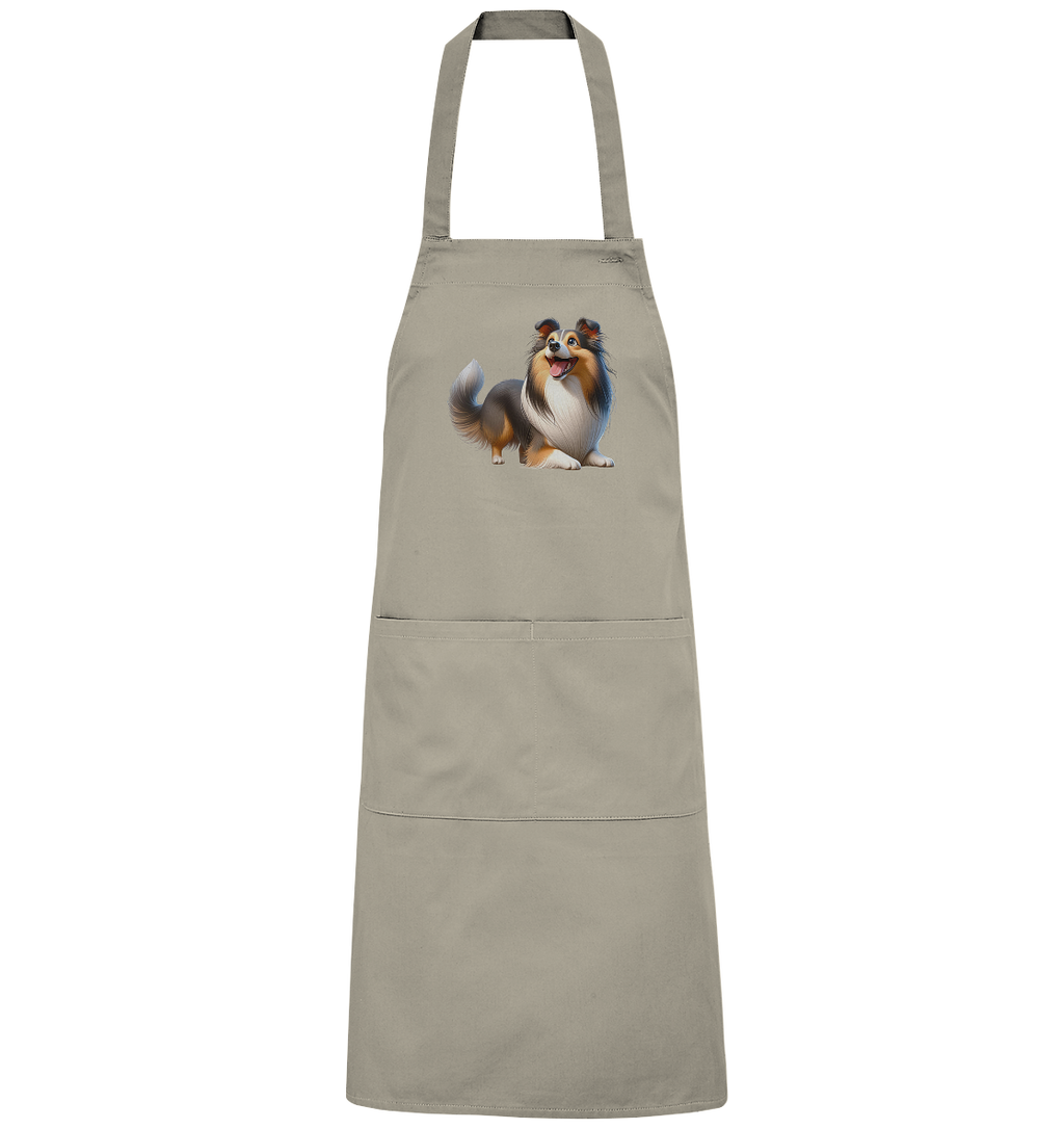 Shetland Sheepdog cartoon personalisierbar - Organic Grillschürze