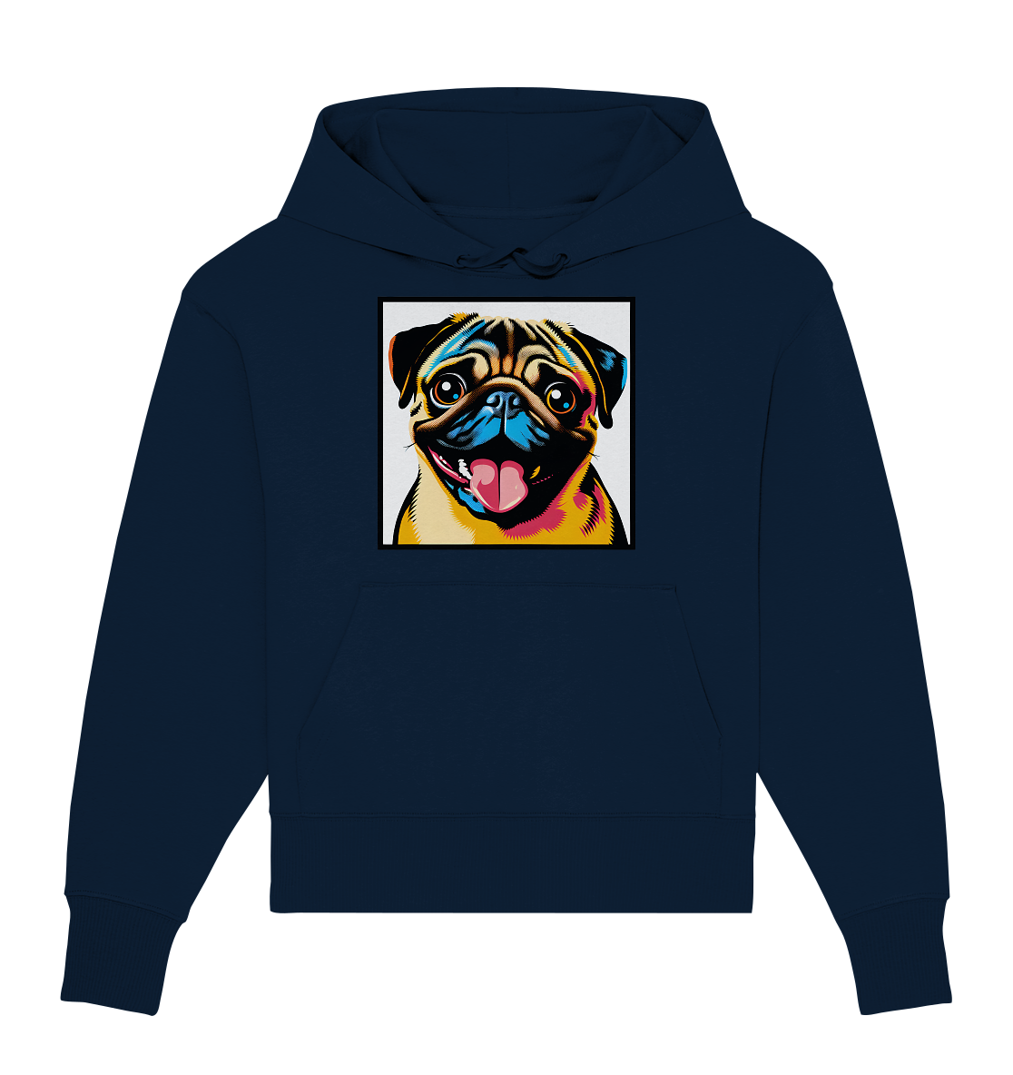 Mops Pop Art - Organic Oversize Hoodie - personalisierbar