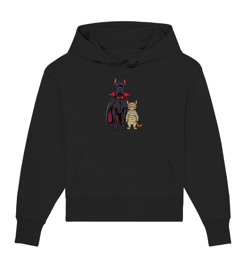 Halloween Cane Corso mit Katze als comic - Organic Oversize Hoodie