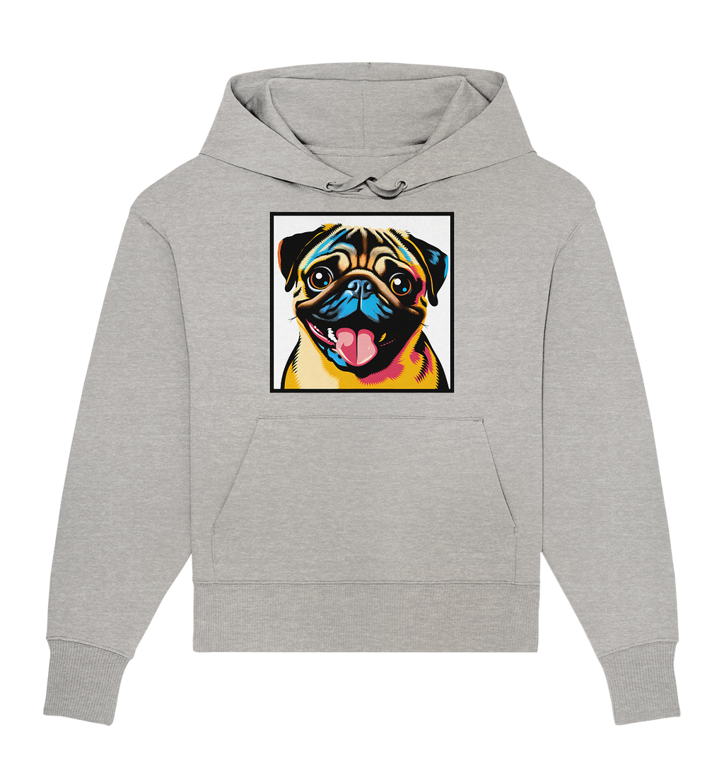 Mops Pop Art - Organic Oversize Hoodie - personalisierbar