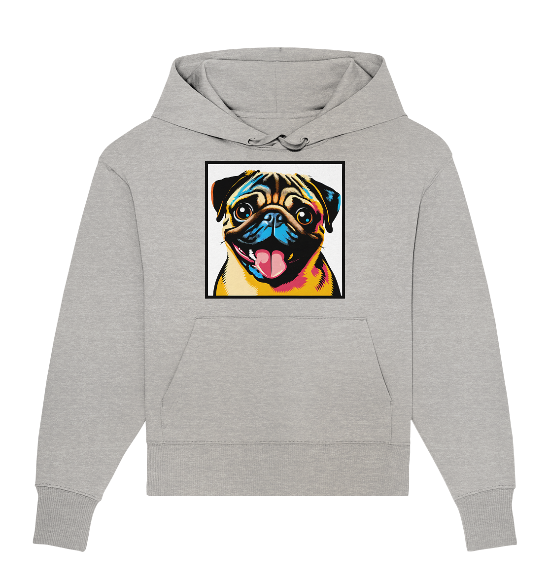 Mops Pop Art - Organic Oversize Hoodie - personalisierbar