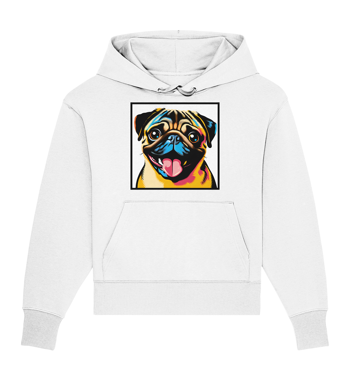 Mops Pop Art - Organic Oversize Hoodie - personalisierbar