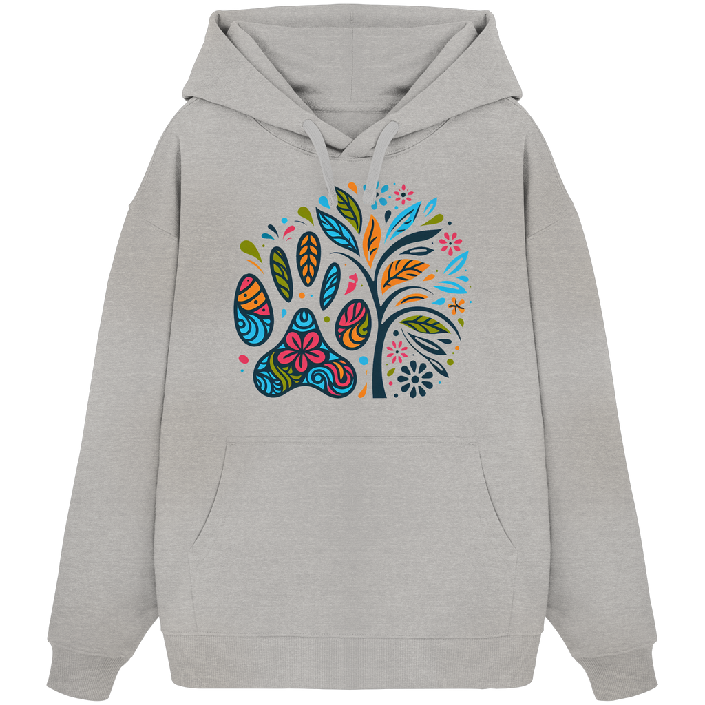 Pfote und Baum Farbenfrohes Design - Organic Oversize Hoodie