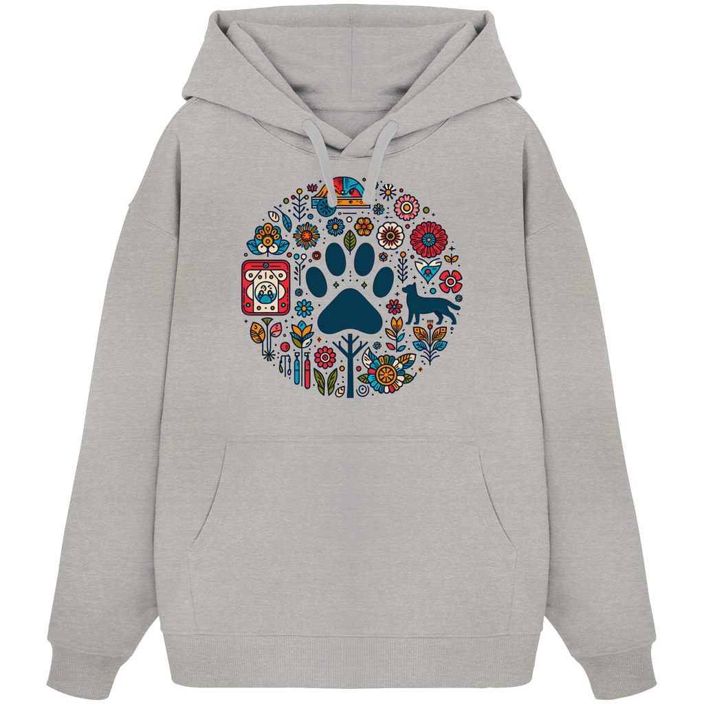 Farbige Modernes Design Pfote , Hund, Natur - Organic Oversize Hoodie