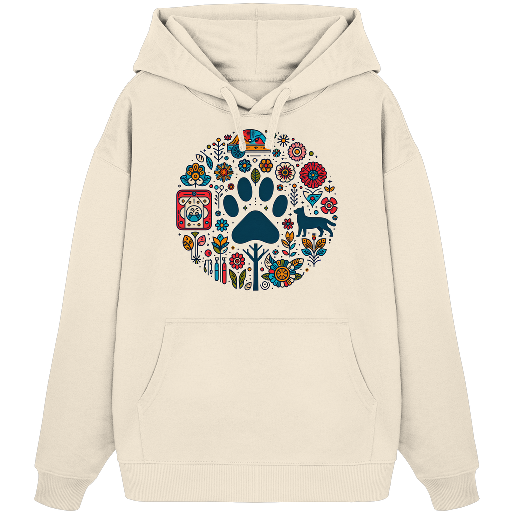 Farbige Modernes Design Pfote , Hund, Natur - Organic Oversize Hoodie