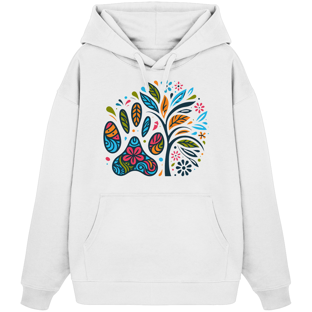 Pfote und Baum Farbenfrohes Design - Organic Oversize Hoodie