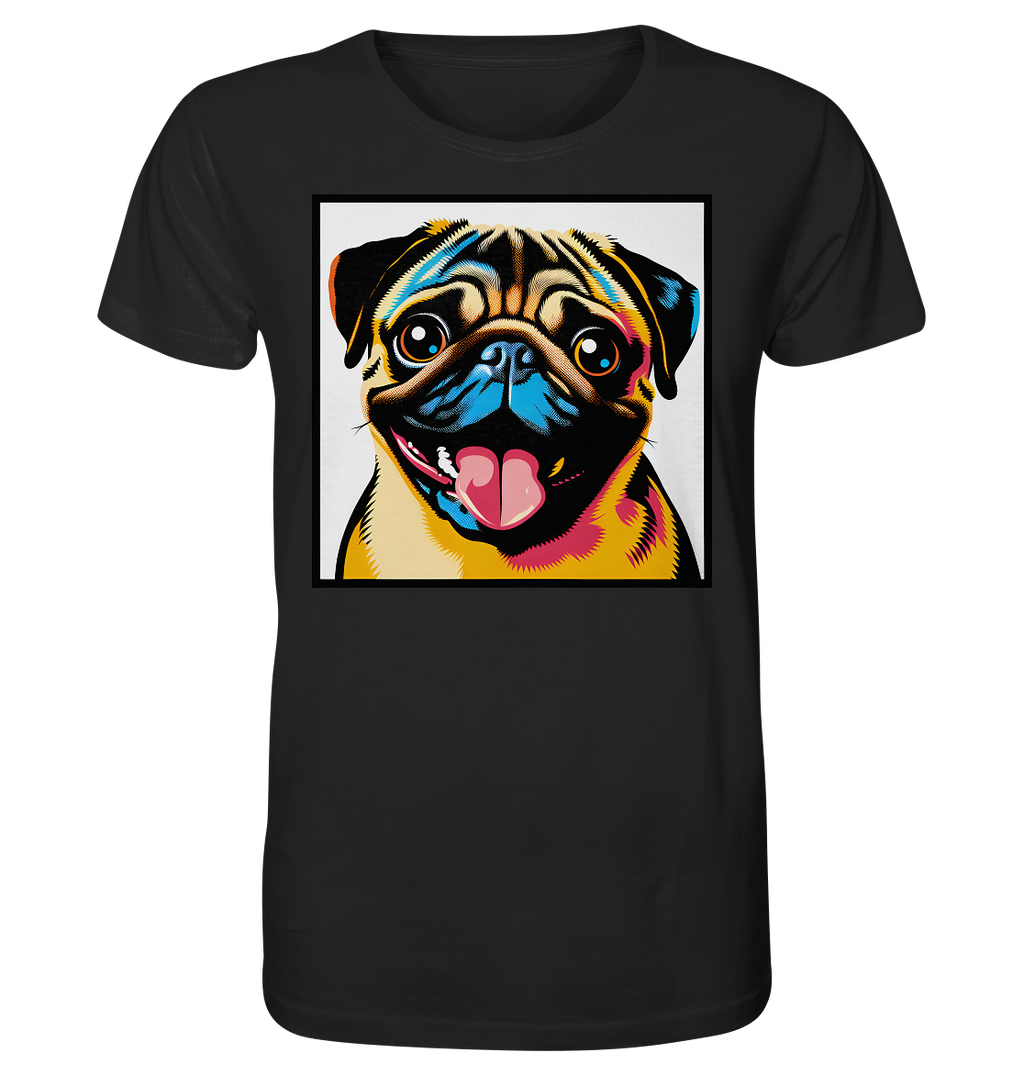 Mops Pop Art - Organic Shirt - personalisierbar
