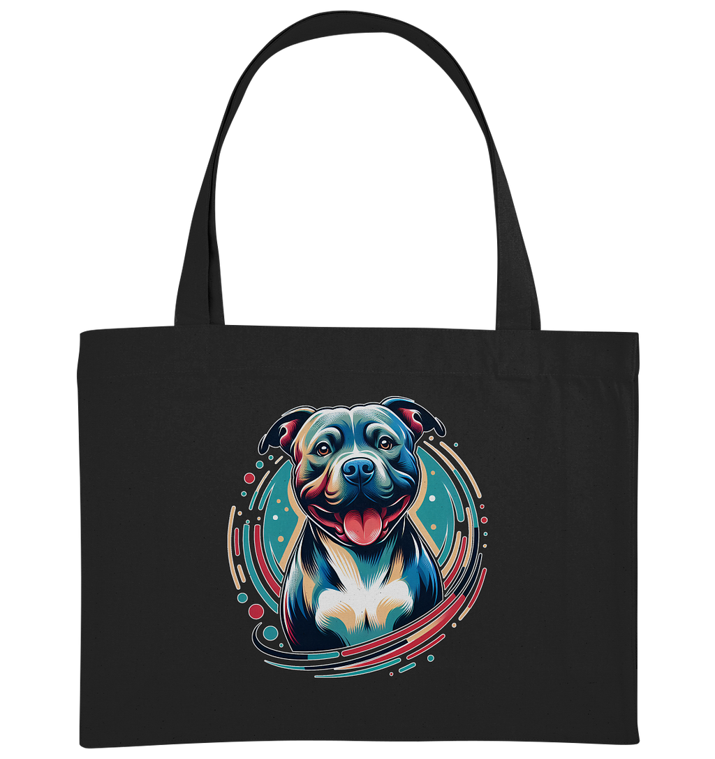 Happy Pittbull / Staffy PopArt - Organic Shopping-Bag