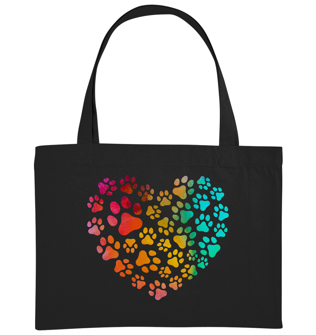 Bunte Pfoten in Herzform - Organic Shopping-Bag