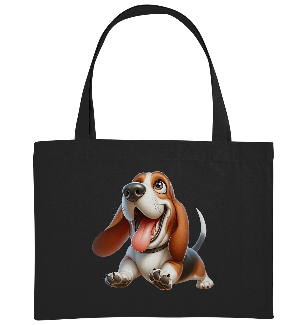 Basset Hound Cartoon personalisierbar - Organic Shopping-Bag