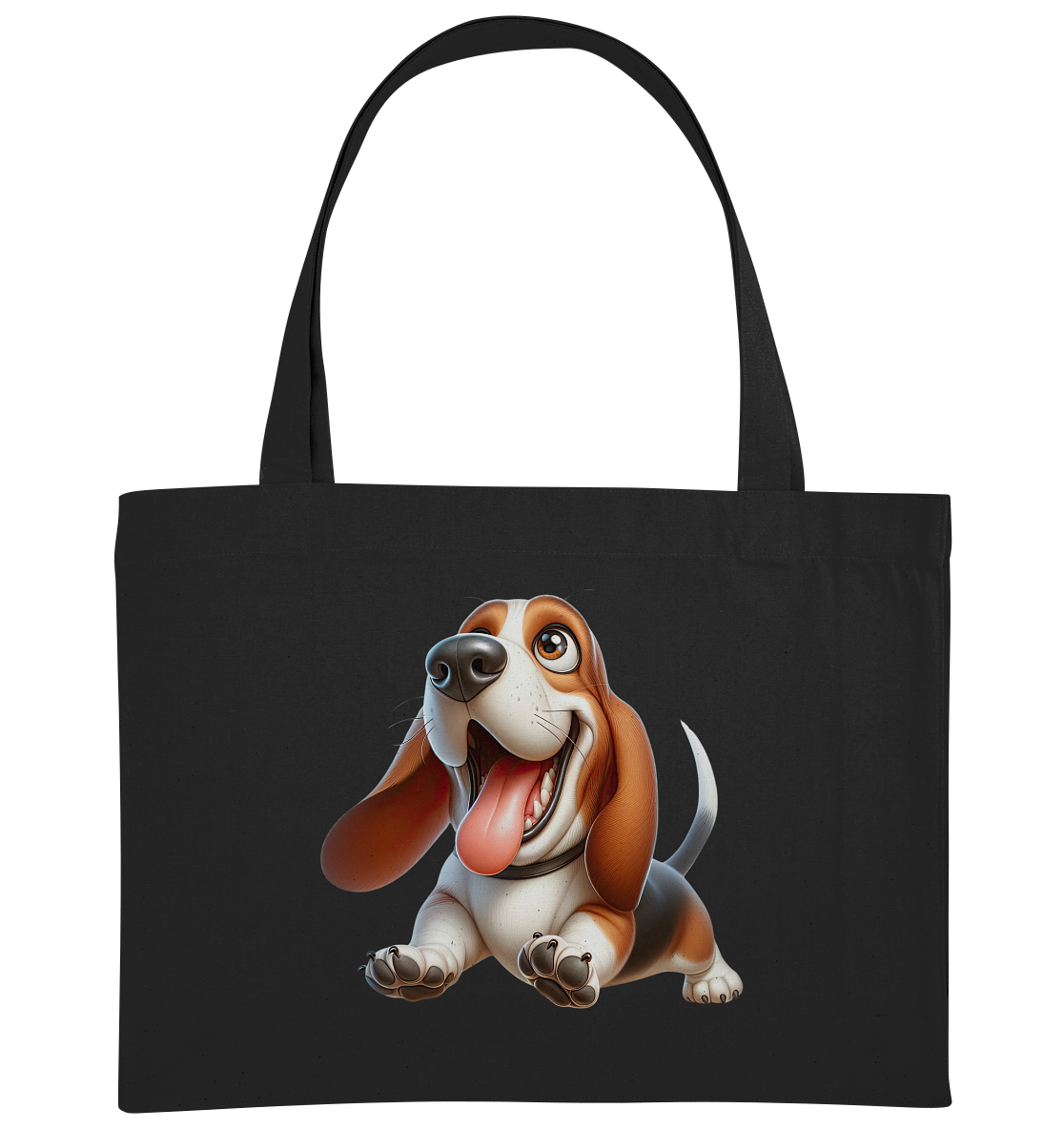 Basset Hound Cartoon personalisierbar - Organic Shopping-Bag