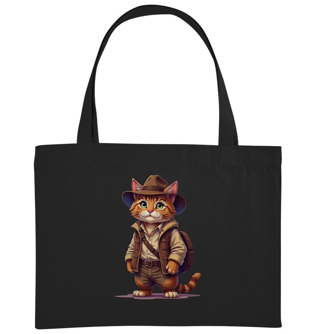 Abenteurer Katze Cartoon  - personalisierbar - Organic Shopping-Bag