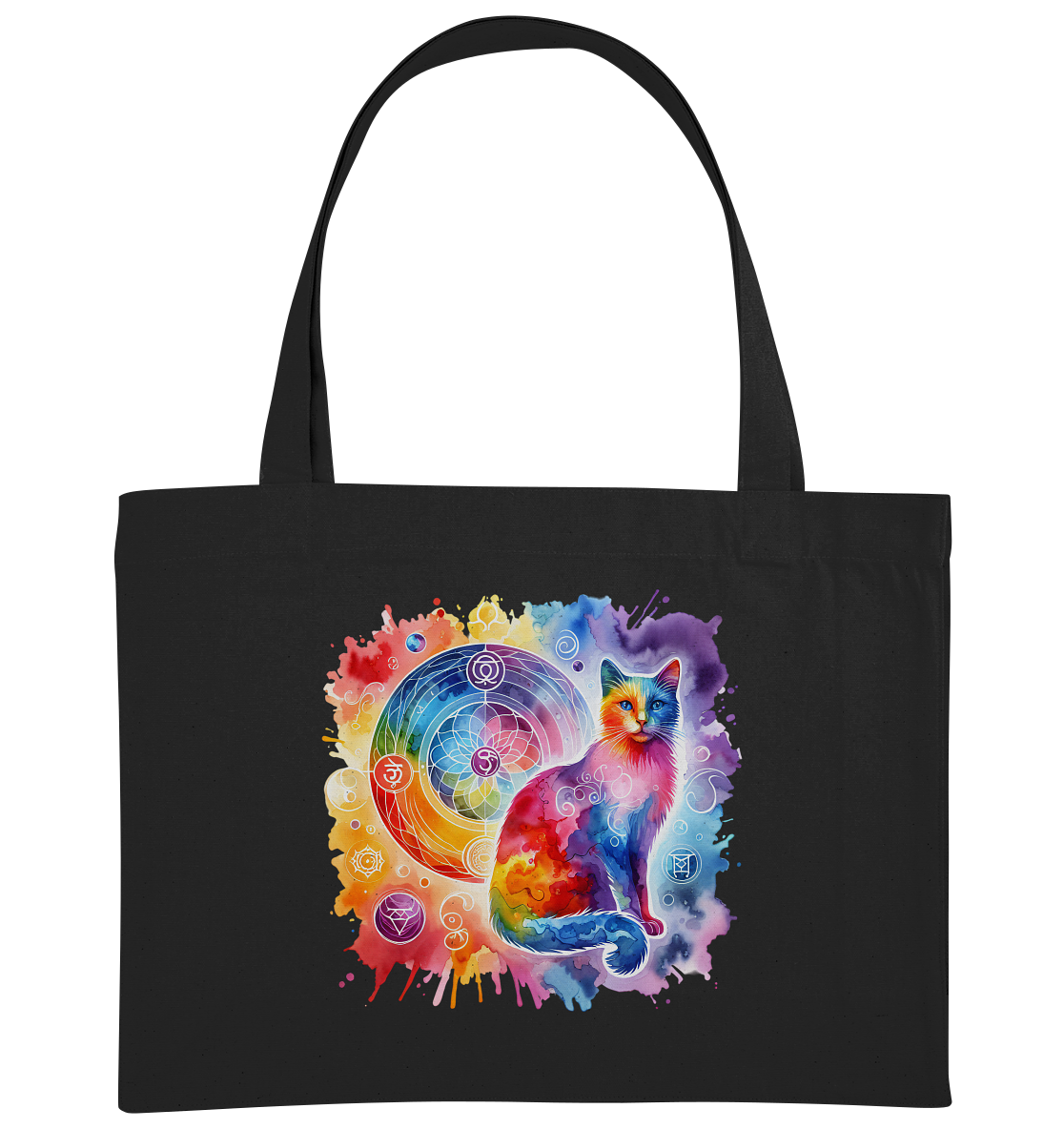 Ein Shakra Design mit Katze - Organic Shopping-Bag