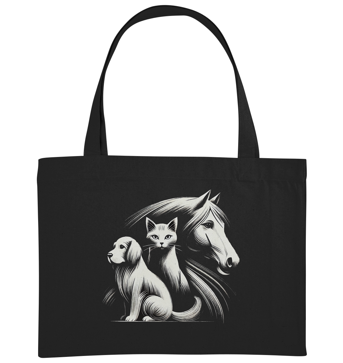 Hund, Katze, Pferd - Illustration - Organic Shopping-Bag