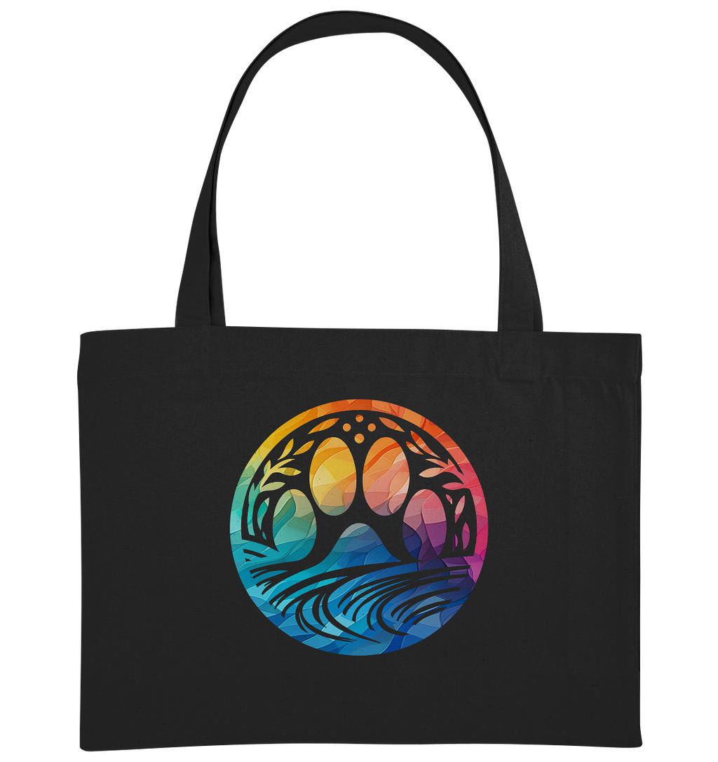 Modern Design Pfote mit regenbogenartigen Farbverlauf  - Organic Shopping-Bag