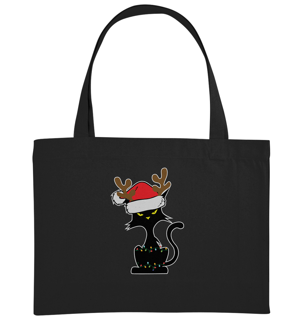 Grumpy Weihnachts Katze Cartoon - Organic Shopping-Bag