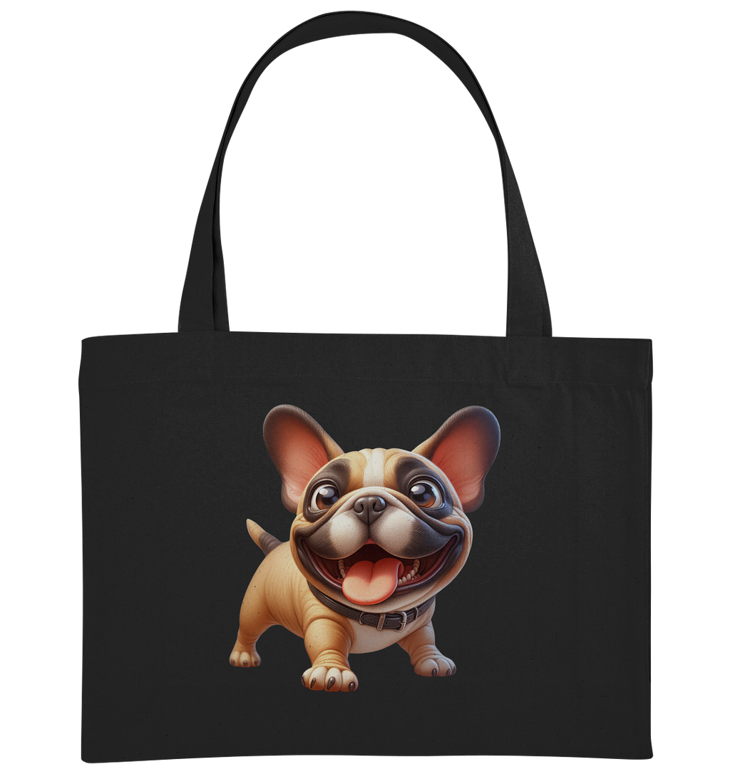 Französische Bulldogge Cartoon personalisierbar - Organic Shopping-Bag