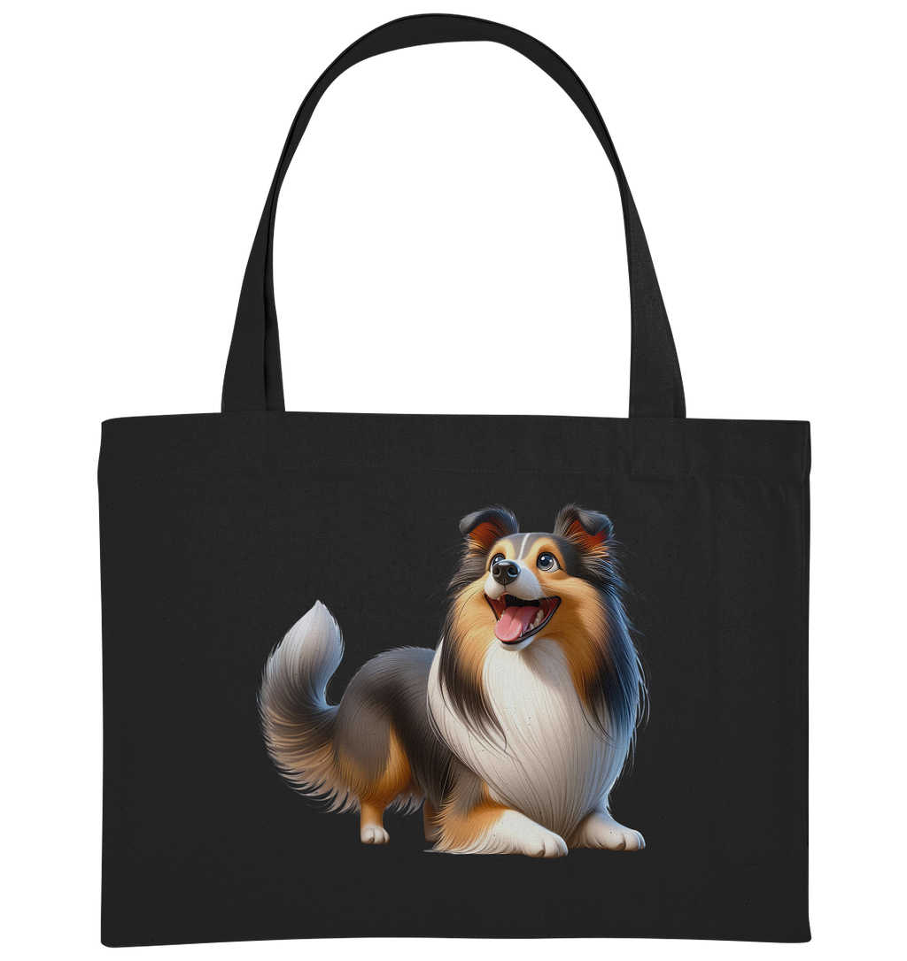 Shetland Sheepdog cartoon personalisierbar - Organic Shopping-Bag