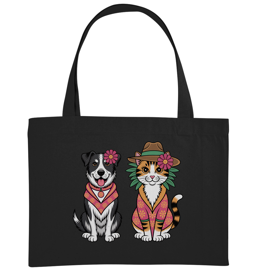 Hund und Katze Illustration Kahlo style - Organic Shopping-Bag