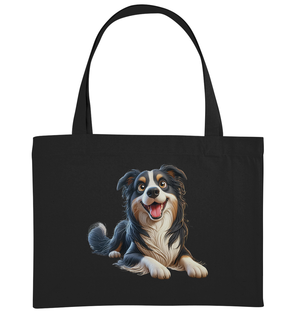 Border Collie Cartoon - personalisierbar - Organic Shopping-Bag