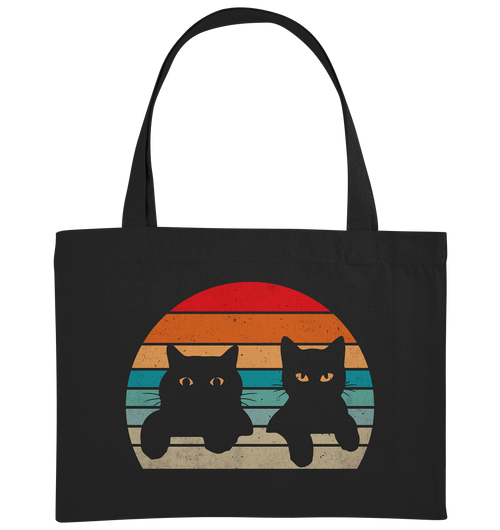 2 Katzen Retro Style - Organic Shopping-Bag